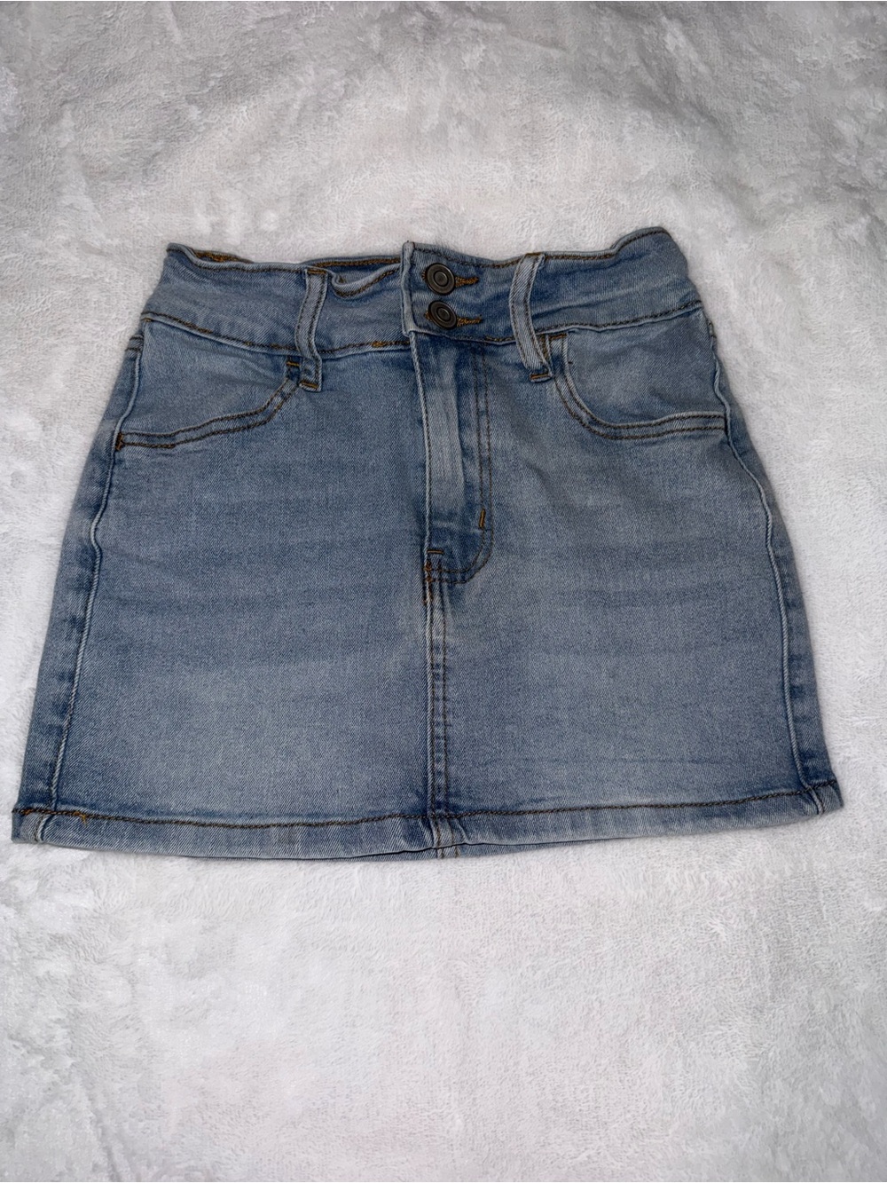 Rue21 Light Blue Denim Mini Skirt with Double Button Waist
